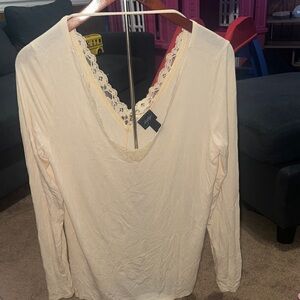 Daytrip Cream Lace V-Neck Blouse